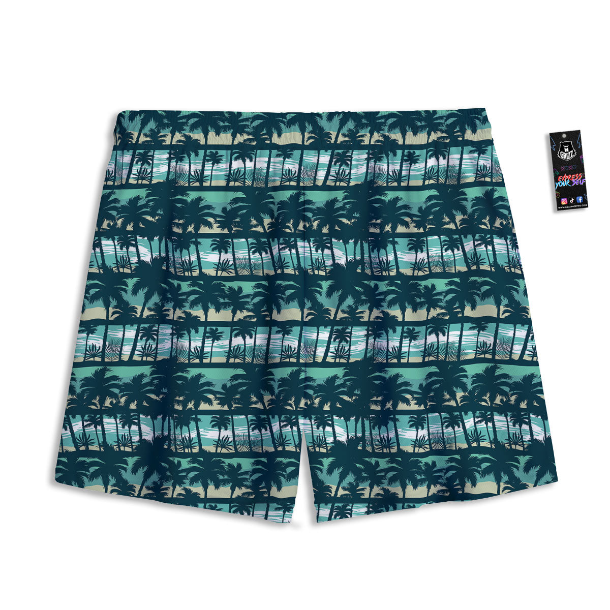 Palm Tree Print Pattern Mesh Shorts-grizzshop