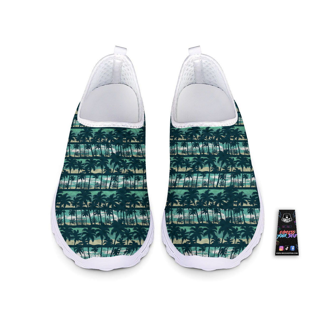 Palm Tree Print Pattern Nurse Shoes-grizzshop