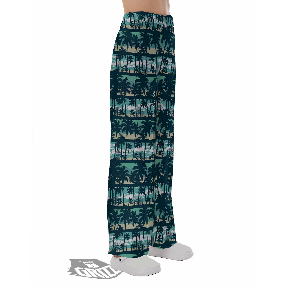 Palm Tree Print Pattern Pajama Pants-grizzshop
