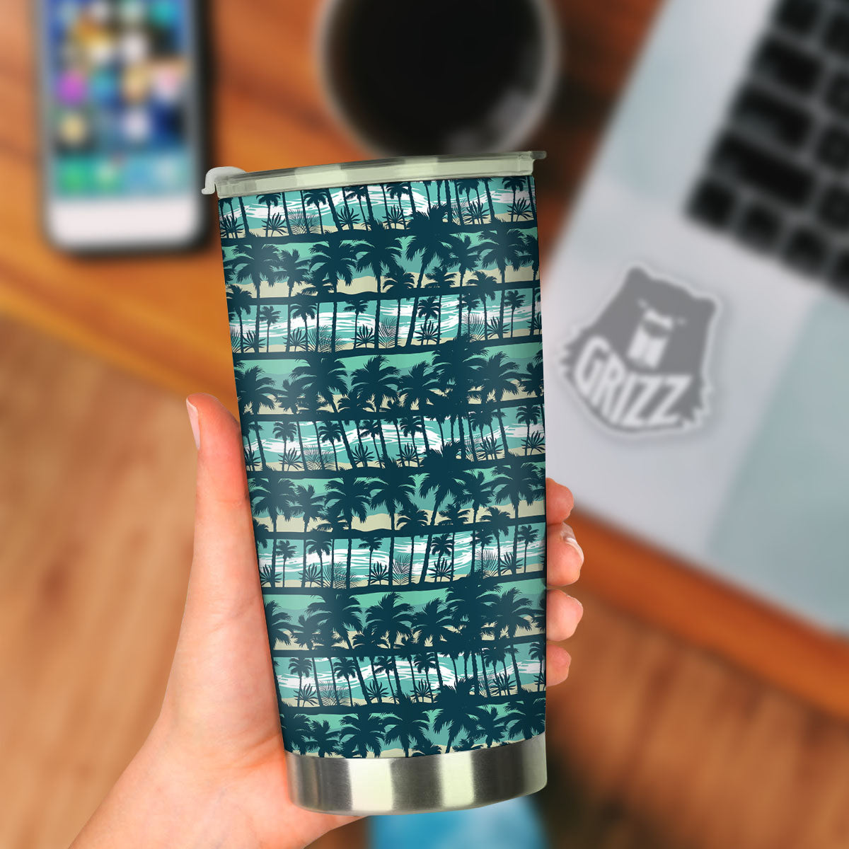 Palm Tree Print Pattern Tumbler-grizzshop