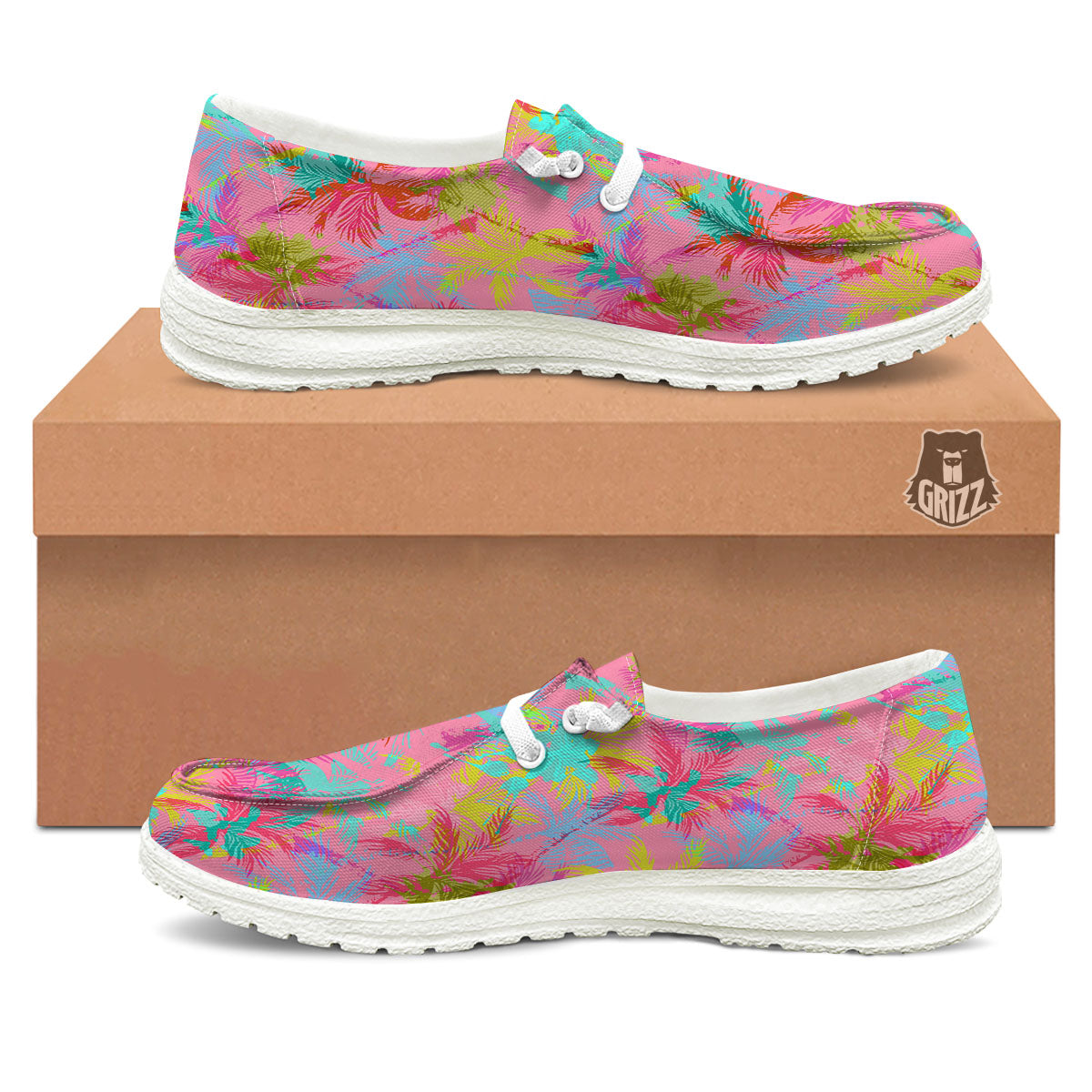 Palm Tree Rainbow Print Pattern Black Loafers-grizzshop