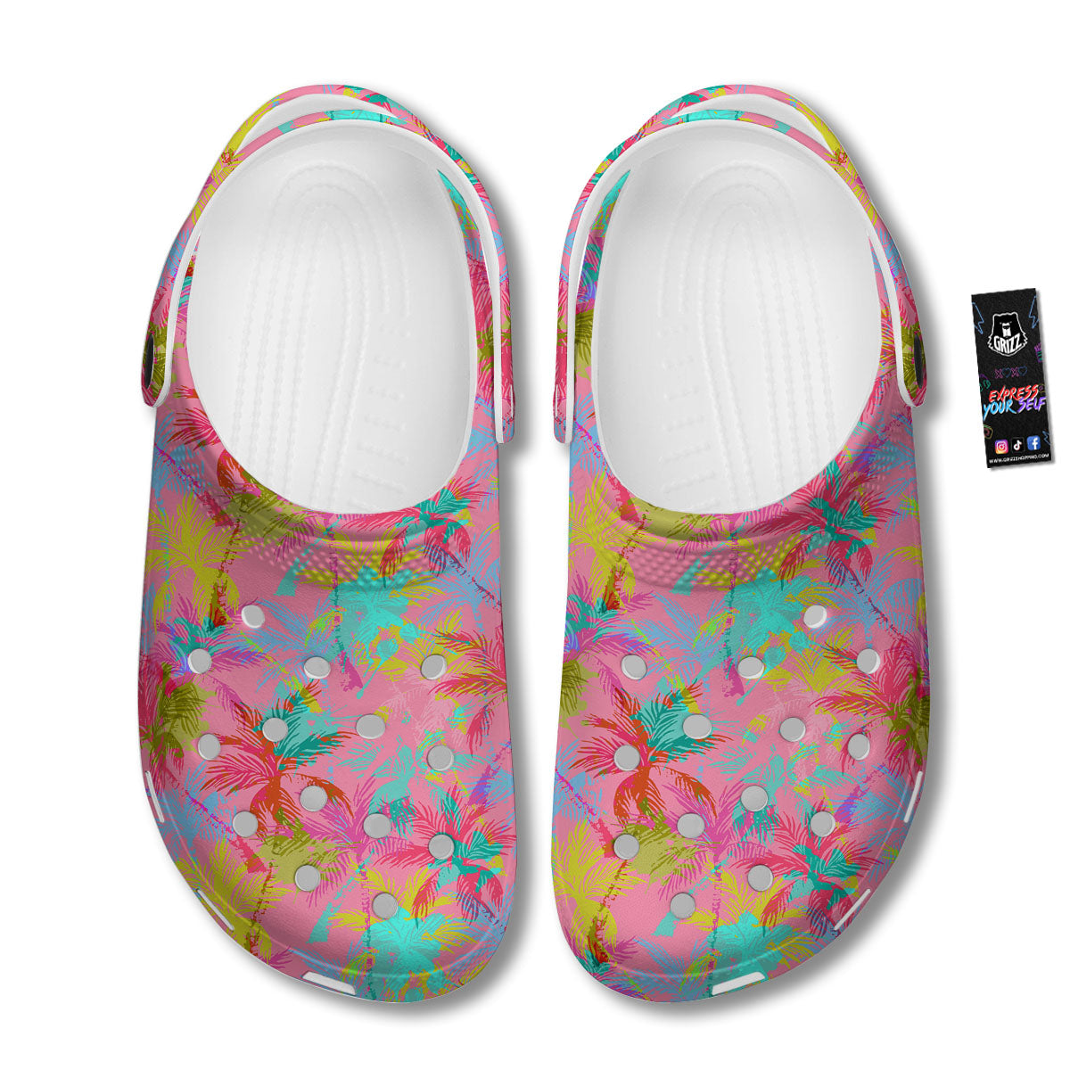 Palm Tree Rainbow Print Pattern Clog-grizzshop