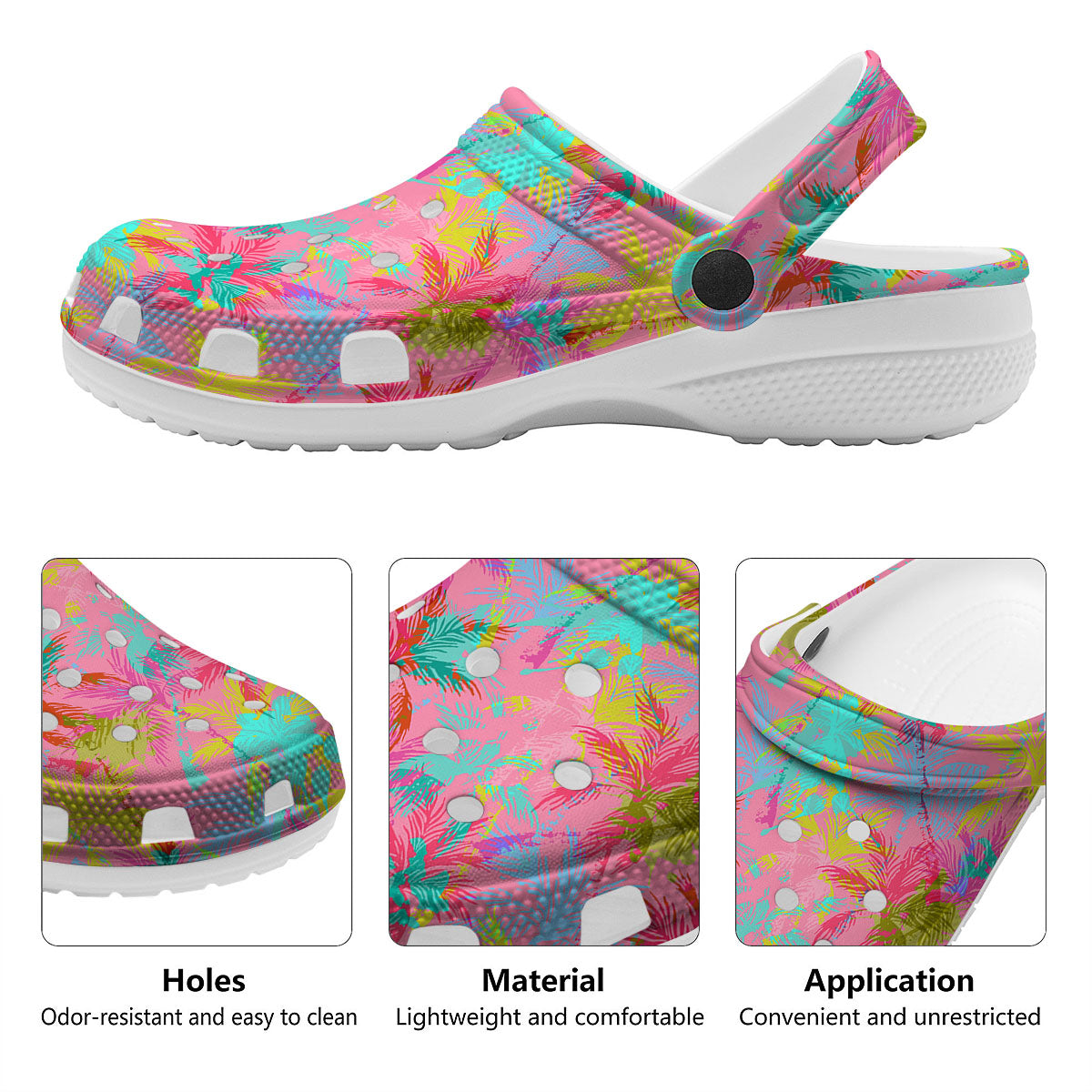 Palm Tree Rainbow Print Pattern Clog-grizzshop