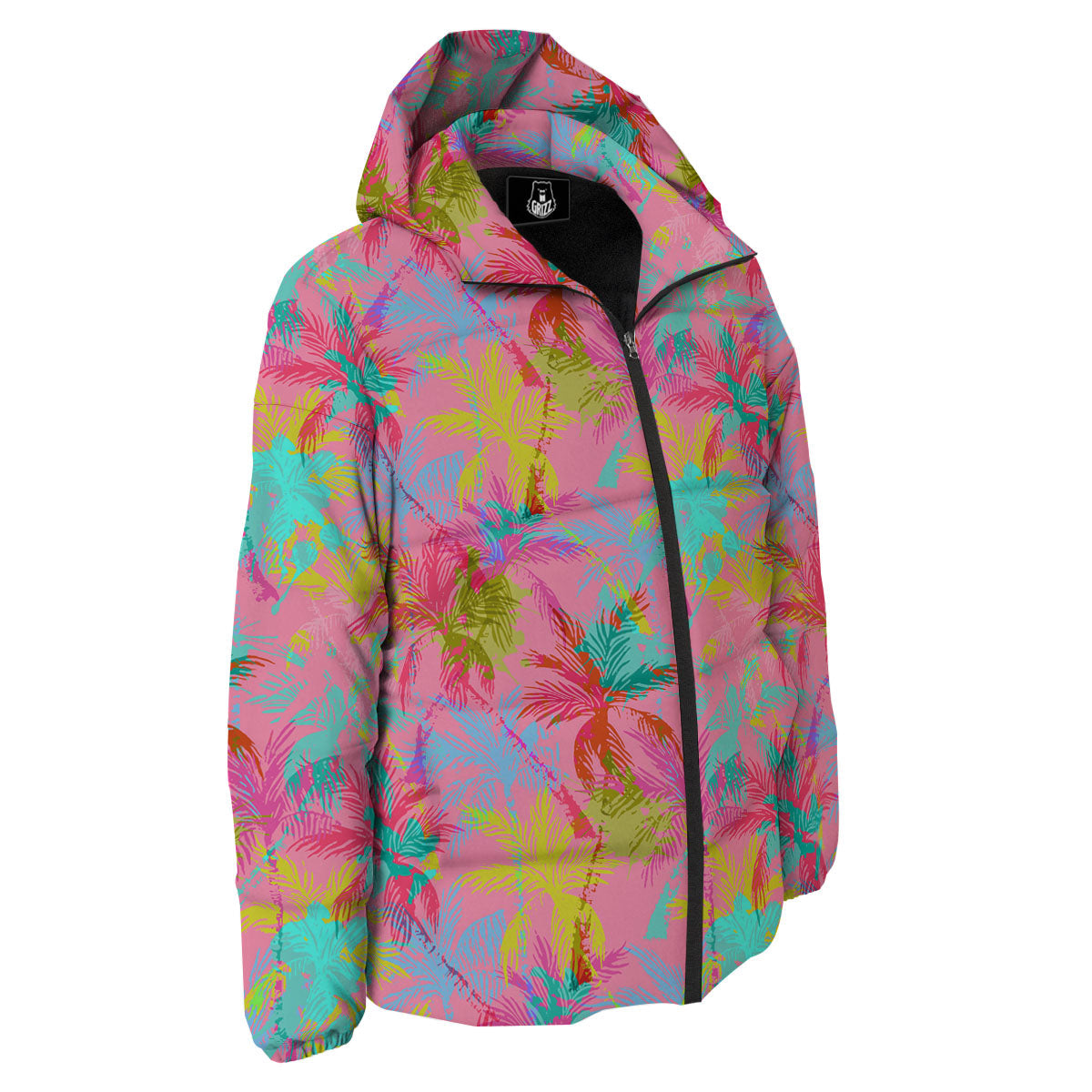 Palm Tree Rainbow Print Pattern Down Jacket-grizzshop
