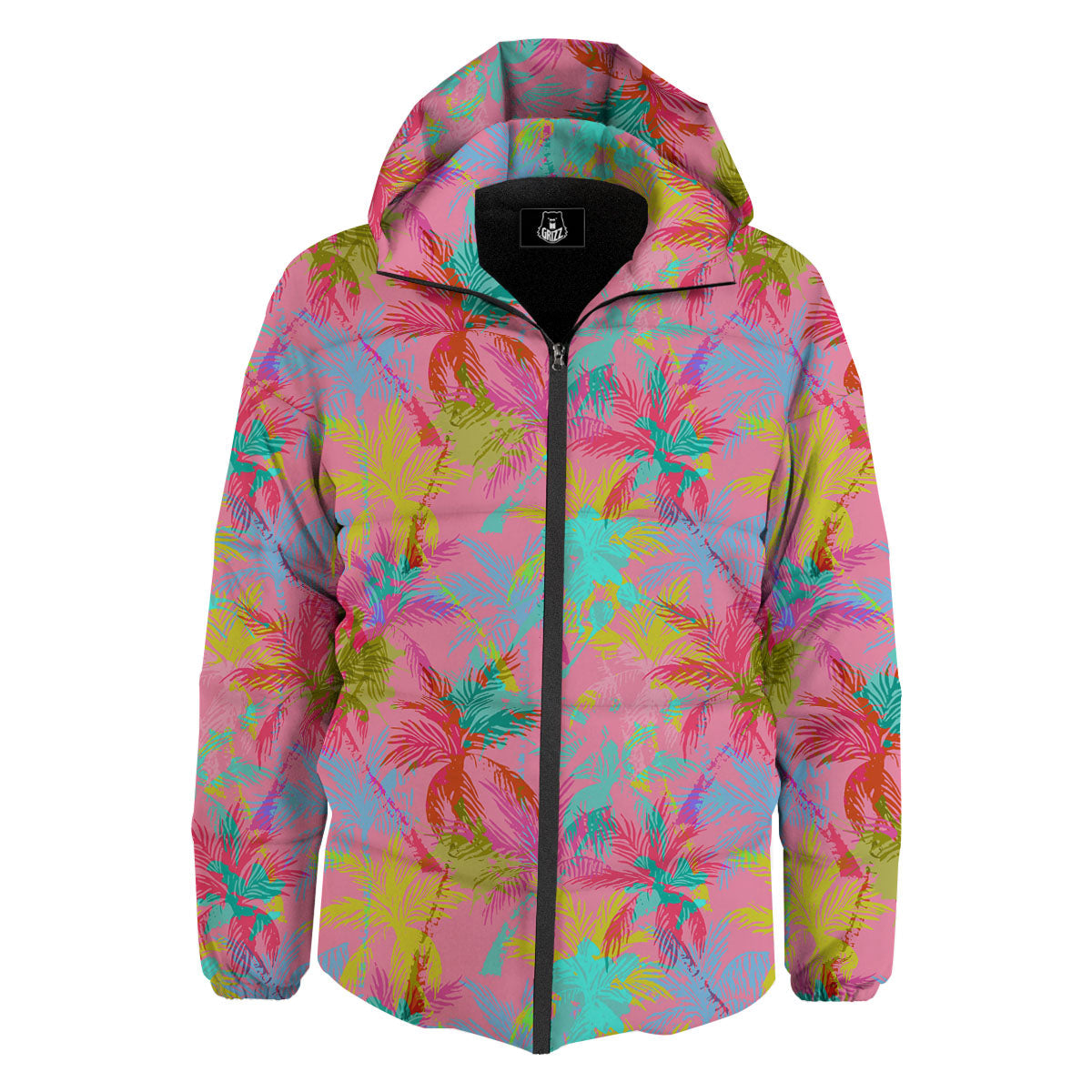 Palm Tree Rainbow Print Pattern Down Jacket-grizzshop