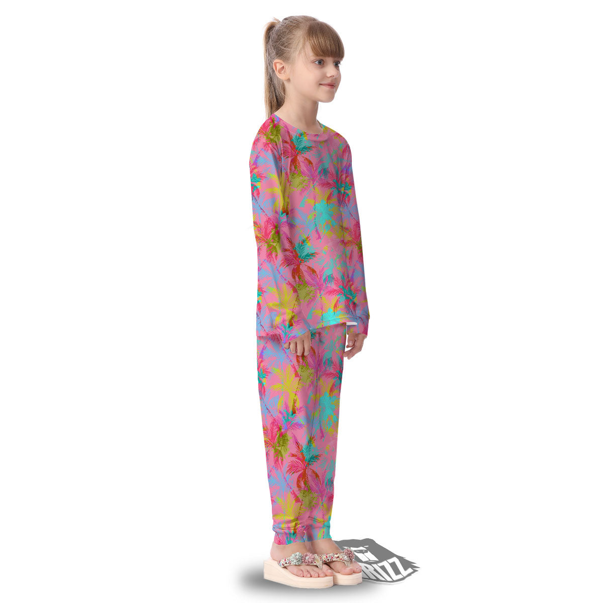 Palm Tree Rainbow Print Pattern Kid's Pajamas-grizzshop