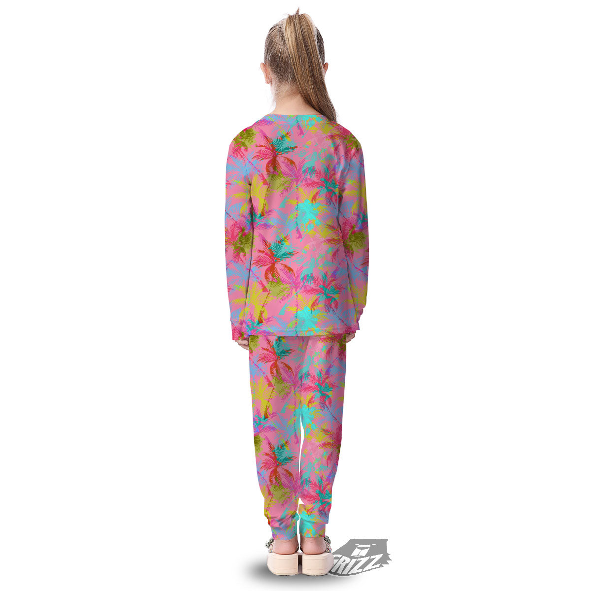 Palm Tree Rainbow Print Pattern Kid's Pajamas-grizzshop
