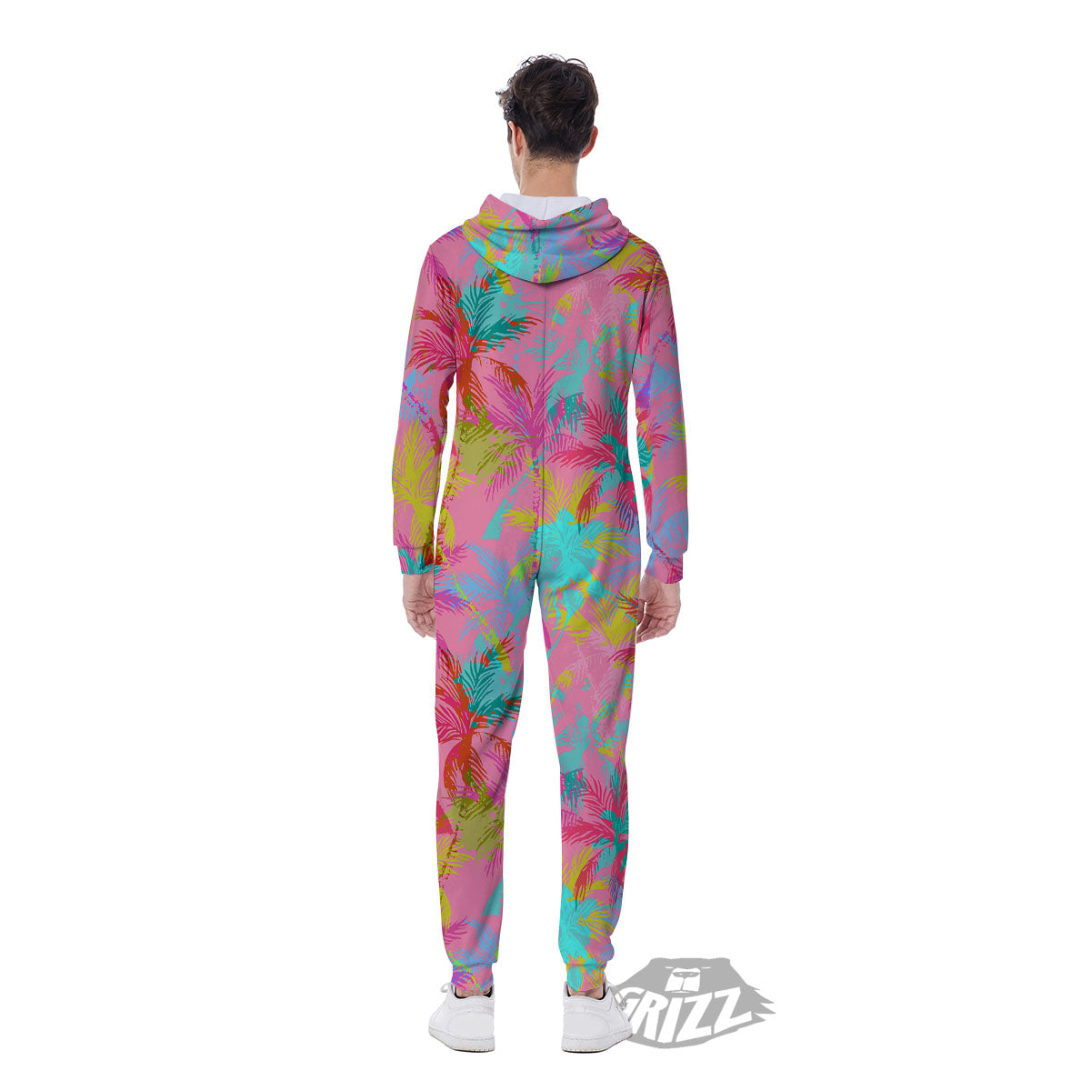 Palm Tree Rainbow Print Pattern Men's Jumpsuit-grizzshop