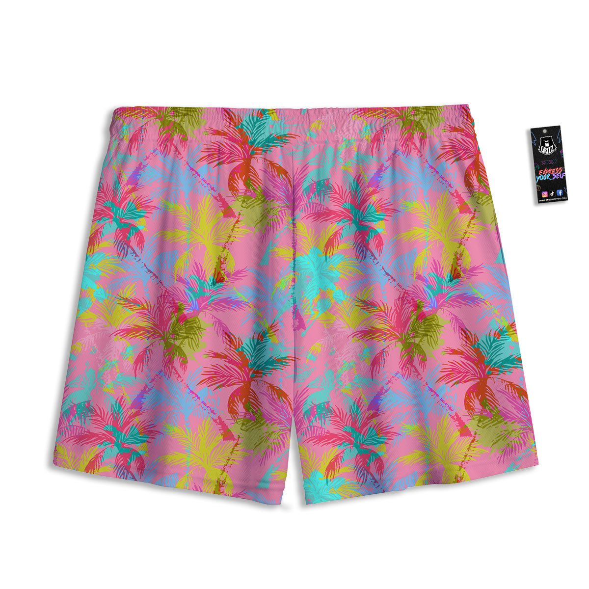Palm Tree Rainbow Print Pattern Mesh Shorts