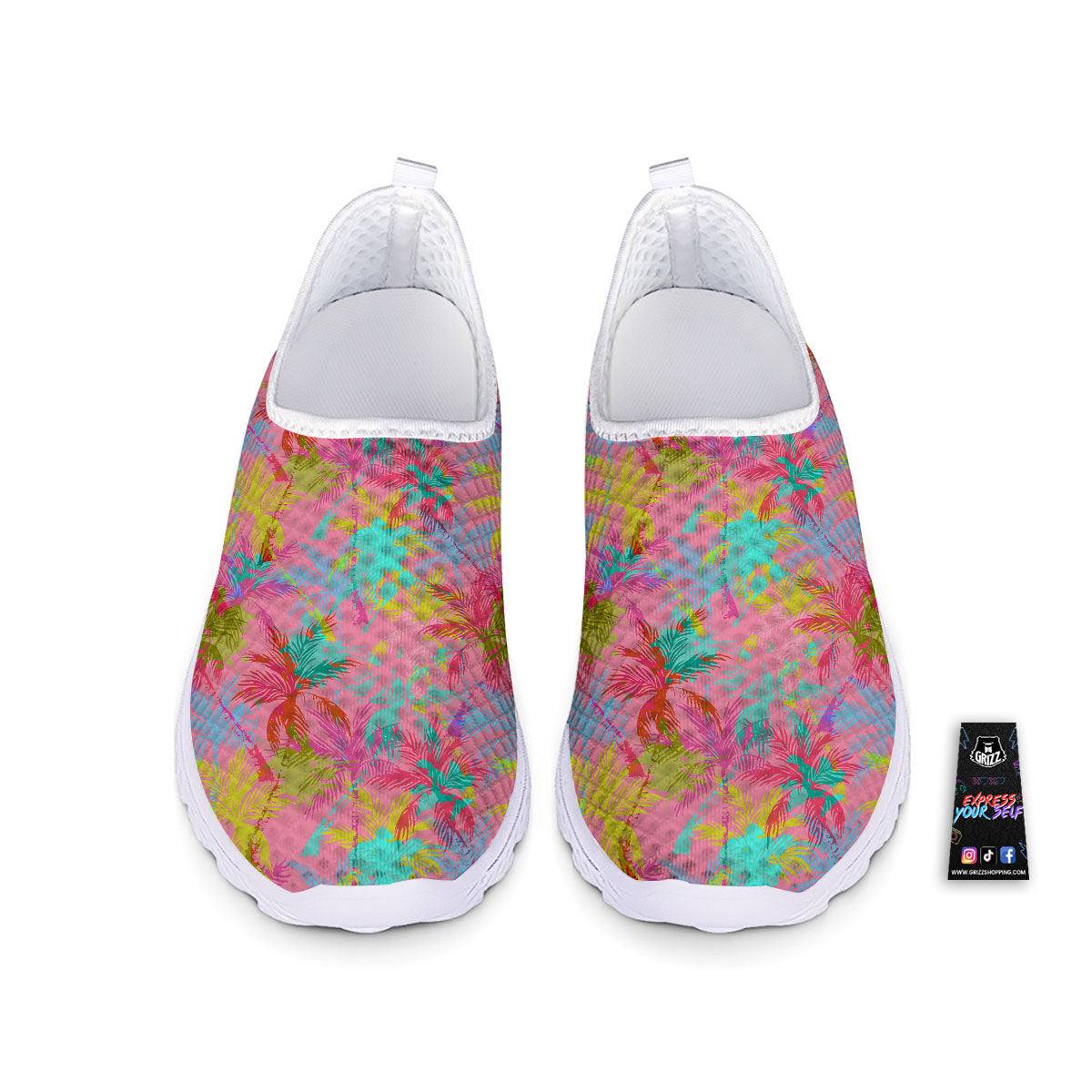 Palm Tree Rainbow Print Pattern Nurse Shoes-grizzshop