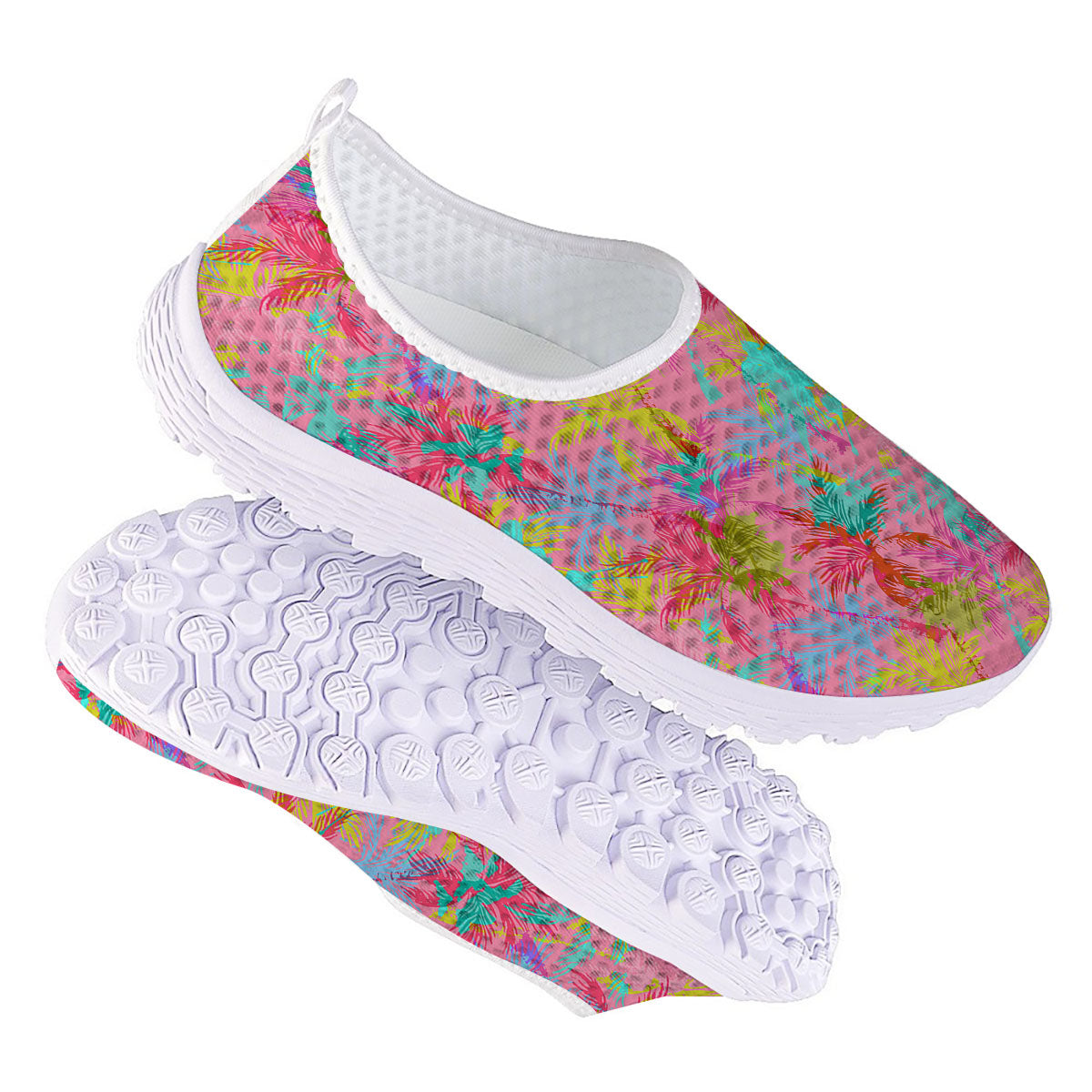 Palm Tree Rainbow Print Pattern Nurse Shoes-grizzshop