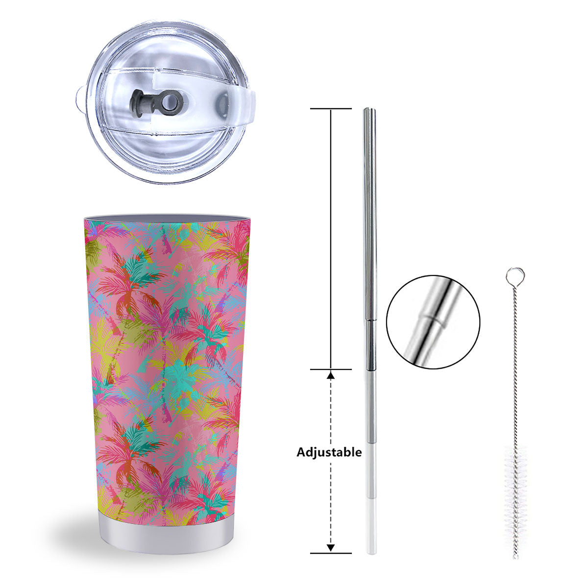 Palm Tree Rainbow Print Pattern Tumbler-grizzshop