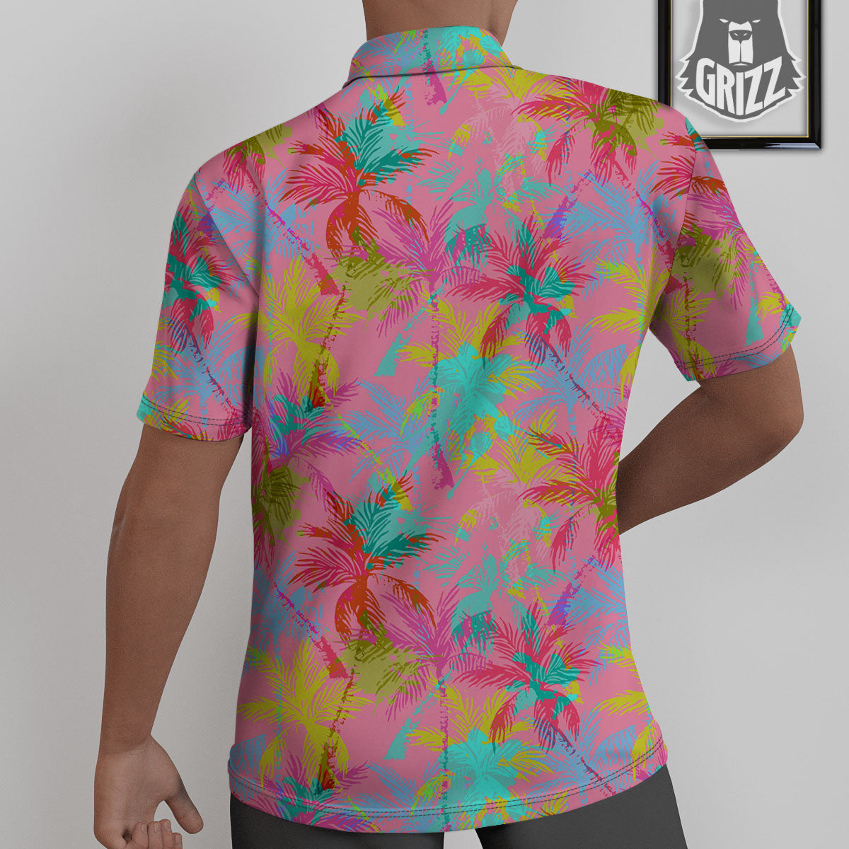 Palm Tree Rainbow Print Pattern Untucked Shirts-grizzshop