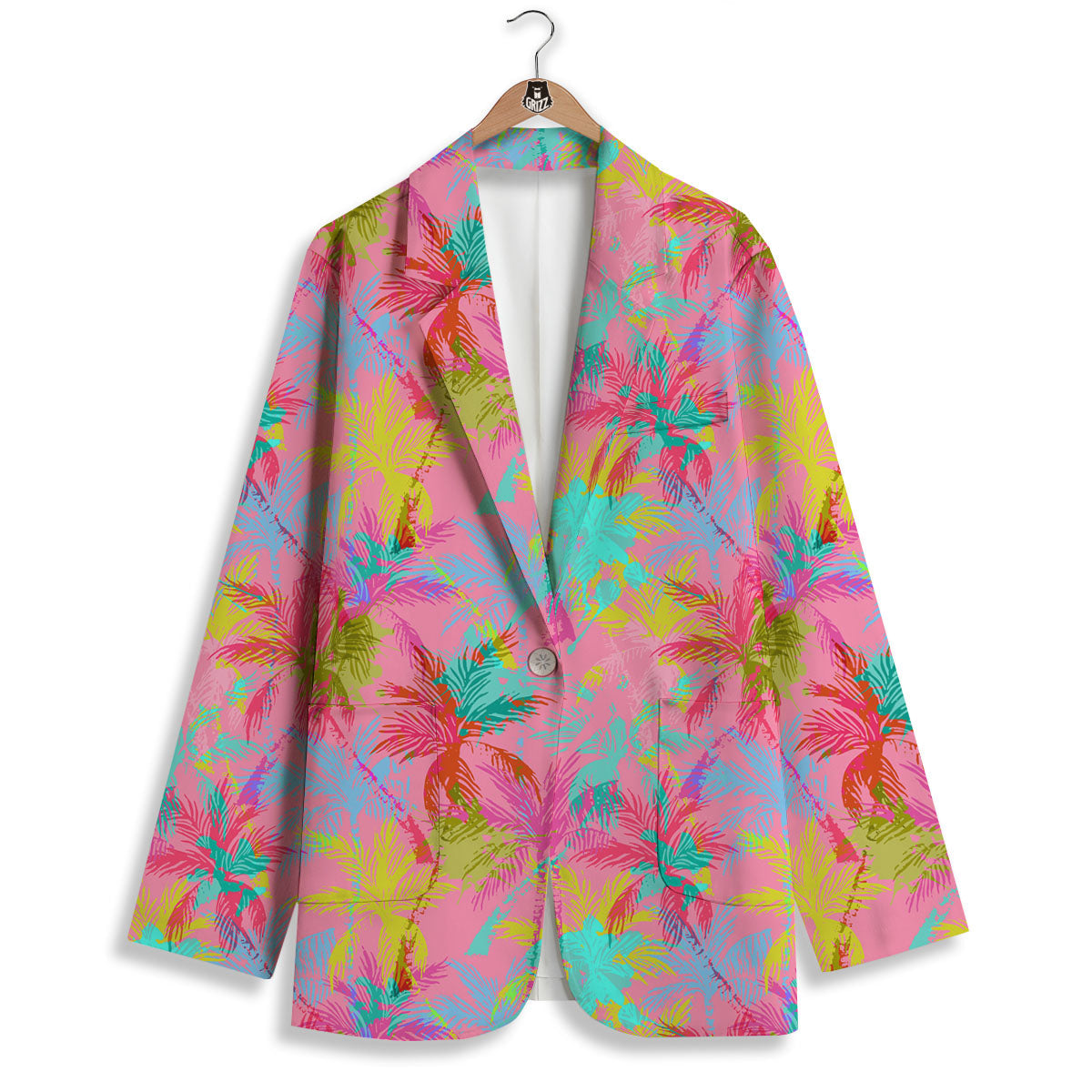 Palm Tree Rainbow Print Pattern Women's Blazer-grizzshop