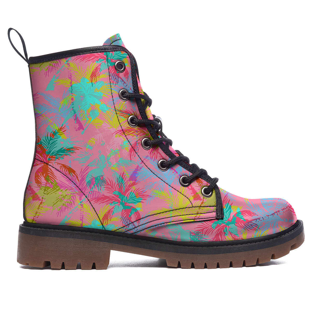 Palm Tree Rainbow Print Pattern Work Boots-grizzshop