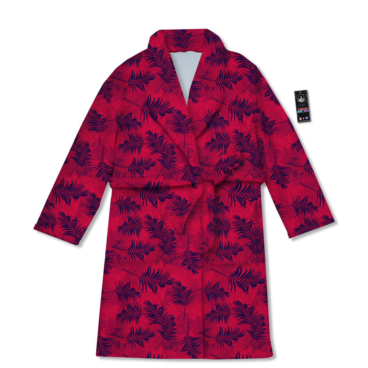 Palm Tree Red Print Pattern Bathrobe-grizzshop