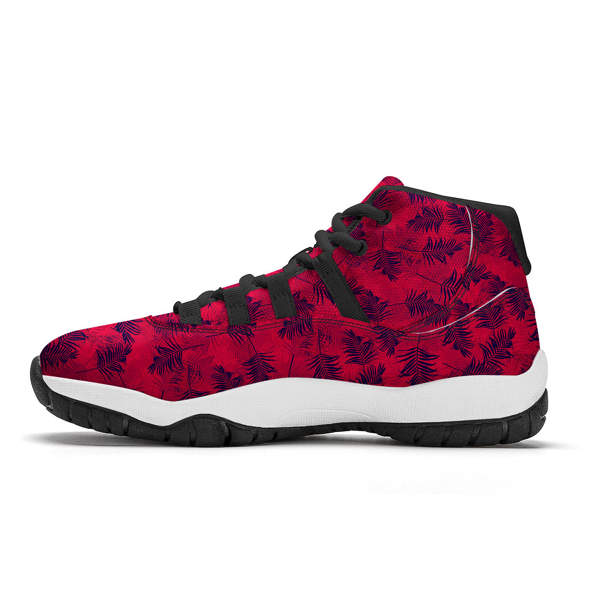 Palm Tree Red Print Pattern Black Bball Shoes-grizzshop
