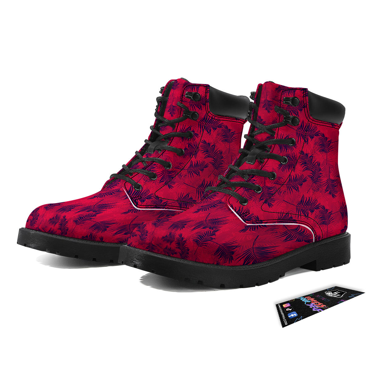 Palm Tree Red Print Pattern Boots-grizzshop