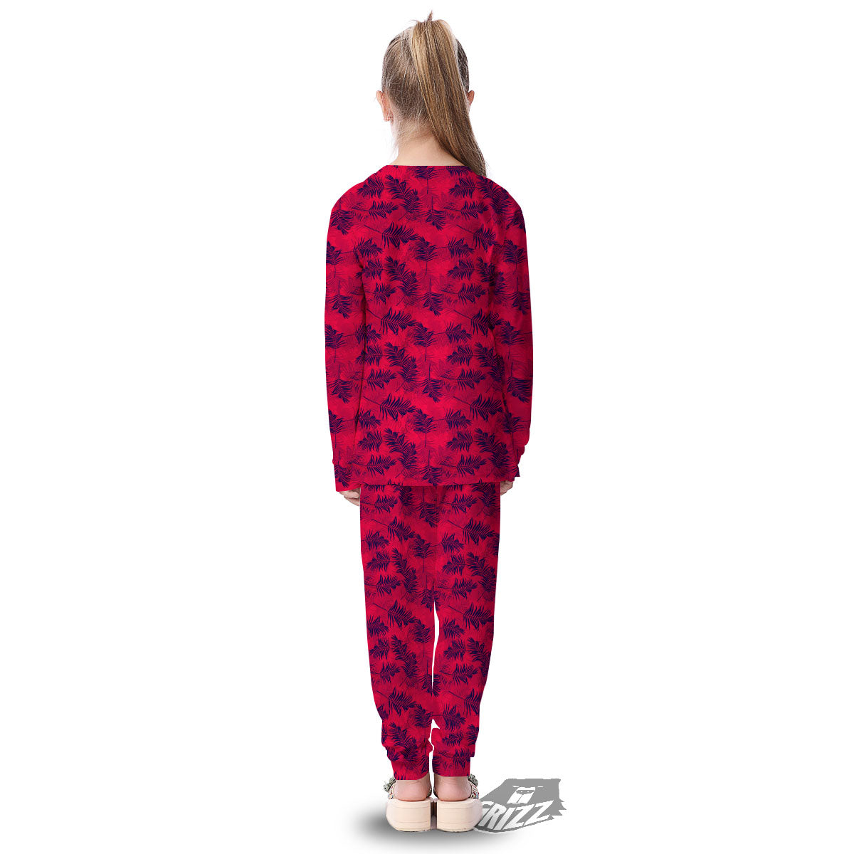 Palm Tree Red Print Pattern Kid's Pajamas-grizzshop