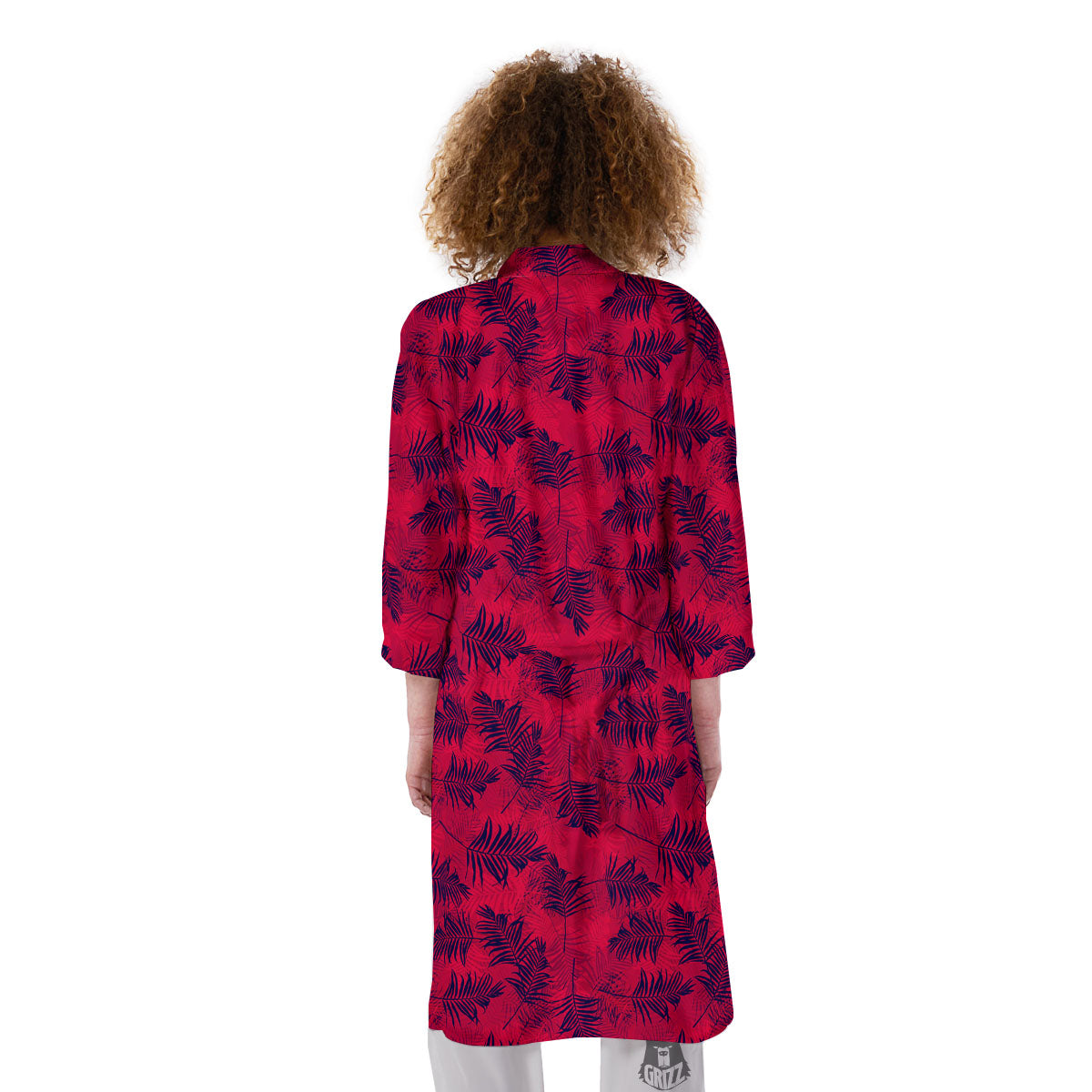Palm Tree Red Print Pattern Kimono-grizzshop