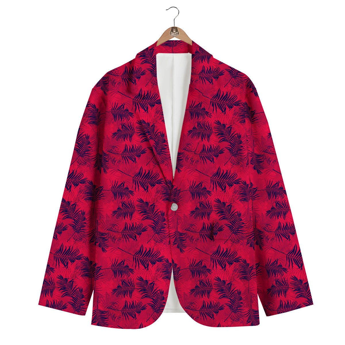 Palm Tree Red Print Pattern Men's Blazer-grizzshop