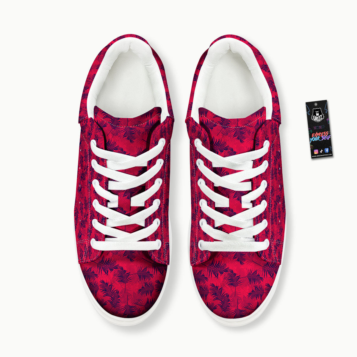 Palm Tree Red Print Pattern Platform Shoes-grizzshop