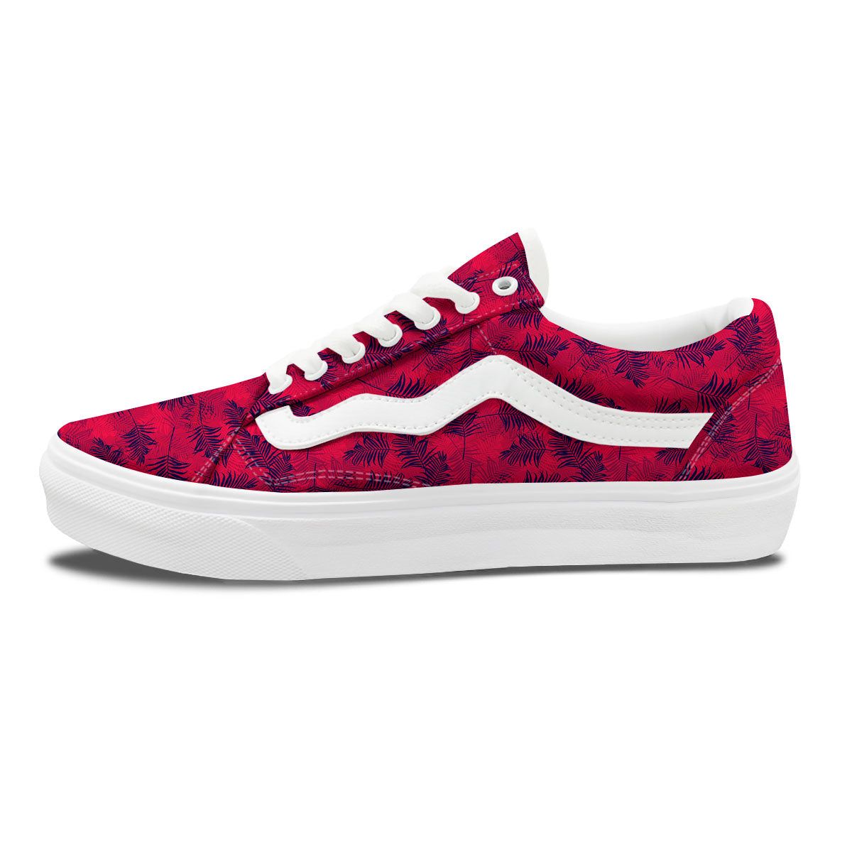 Palm Tree Red Print Pattern Skate Shoes-grizzshop