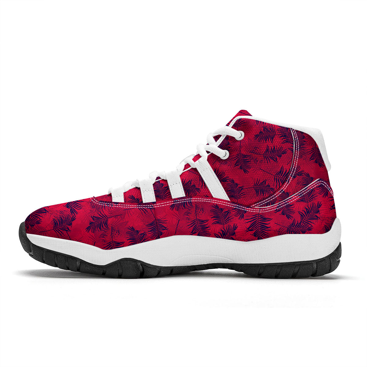 Palm Tree Red Print Pattern White Bball Shoes-grizzshop