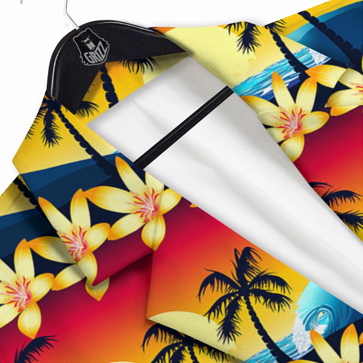 Palm Tree Sunset Hibiscus Print Pattern Men's Sport Coat-grizzshop