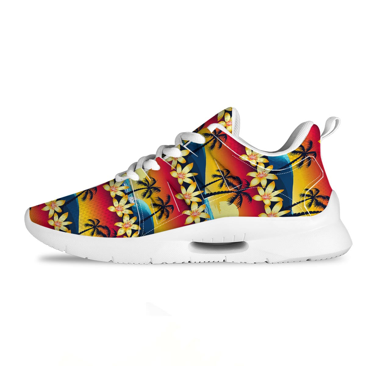 Palm Tree Sunset Hibiscus Print Pattern Tennis Shoes-grizzshop