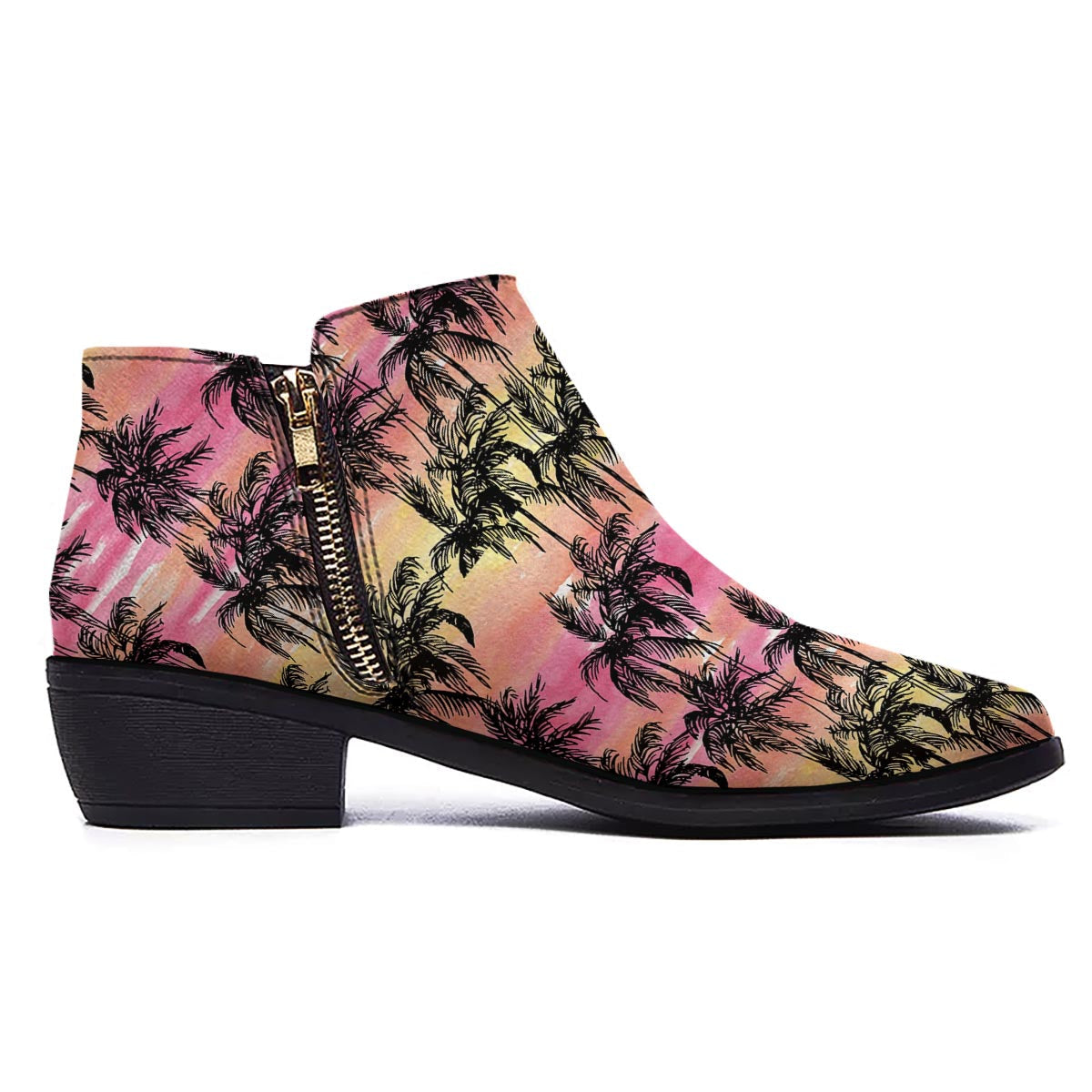 Palm Tree Sunset Print Pattern Ankle Boots-grizzshop