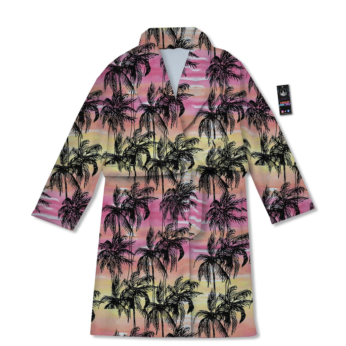 Palm Tree Sunset Print Pattern Bathrobe-grizzshop