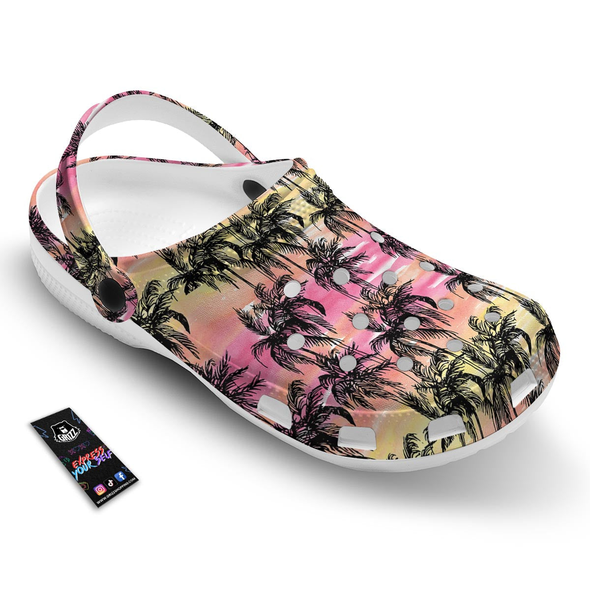 Palm Tree Sunset Print Pattern Clog-grizzshop