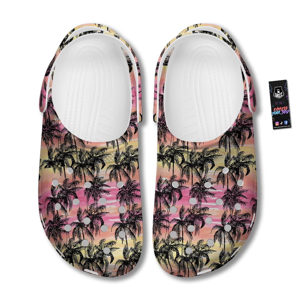 Palm Tree Sunset Print Pattern Clog-grizzshop