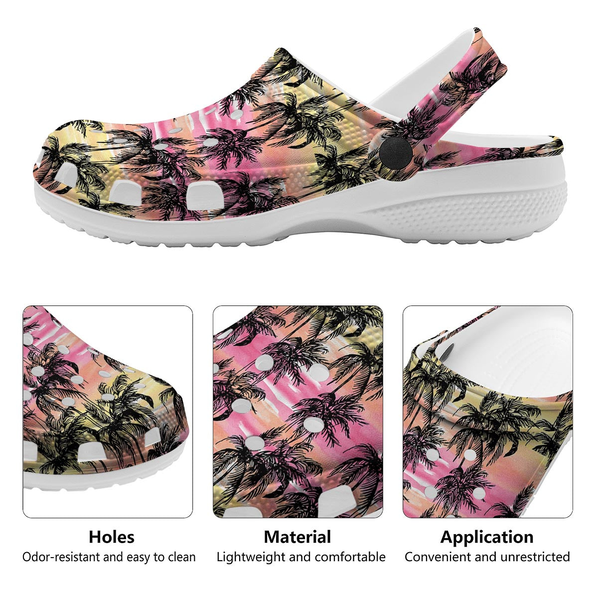 Palm Tree Sunset Print Pattern Clog-grizzshop