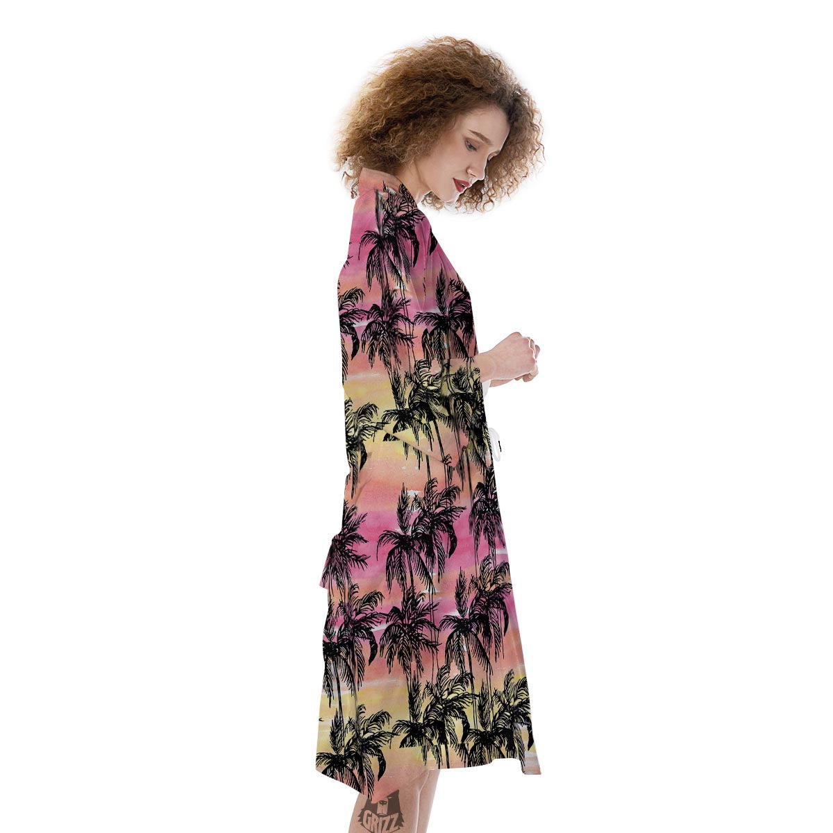 Palm Tree Sunset Print Pattern Kimono-grizzshop
