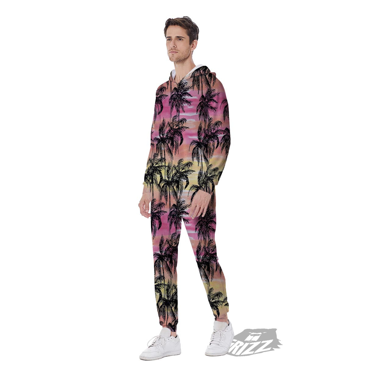 Palm Tree Sunset Print Pattern Men's Jumpsuit-grizzshop