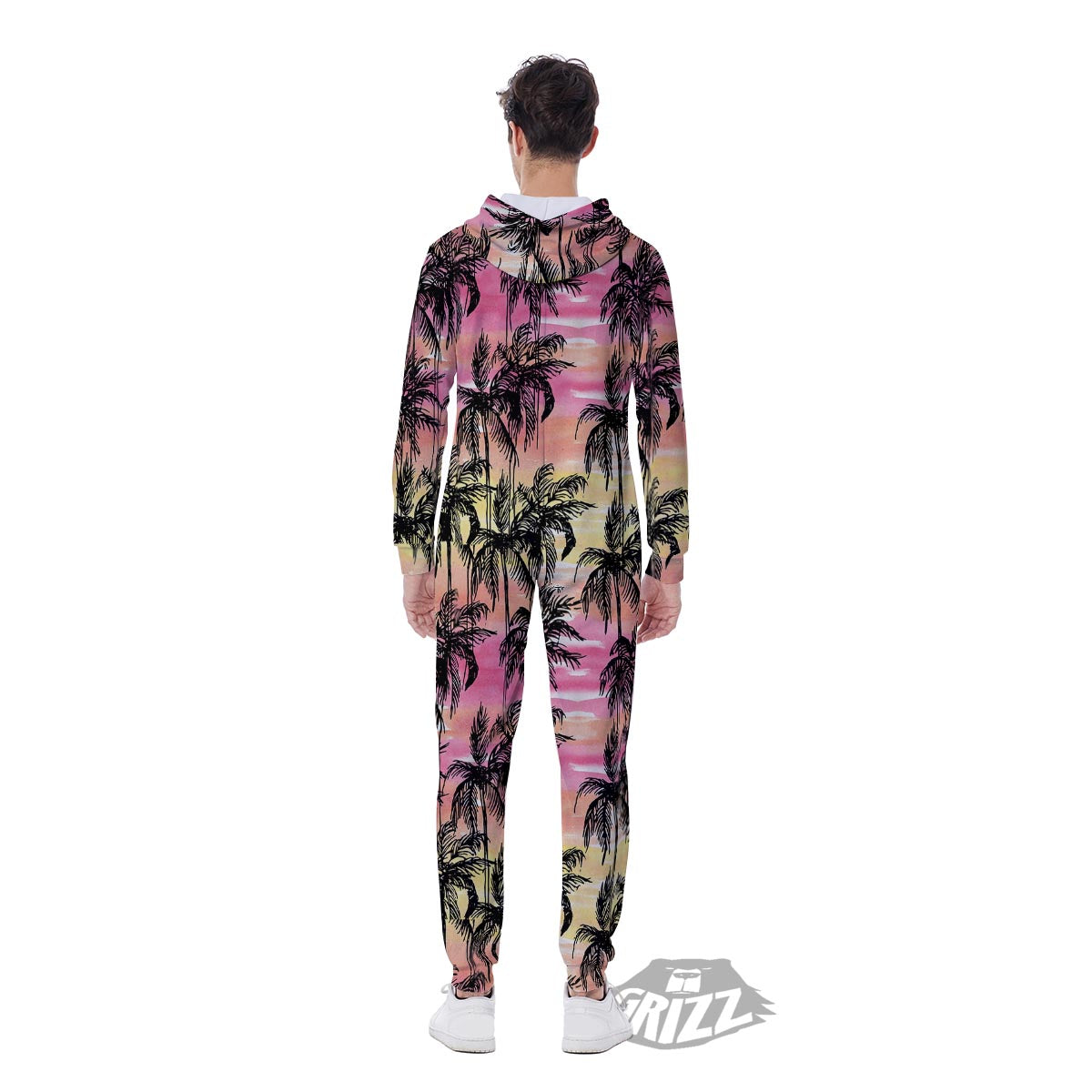 Palm Tree Sunset Print Pattern Men's Jumpsuit-grizzshop