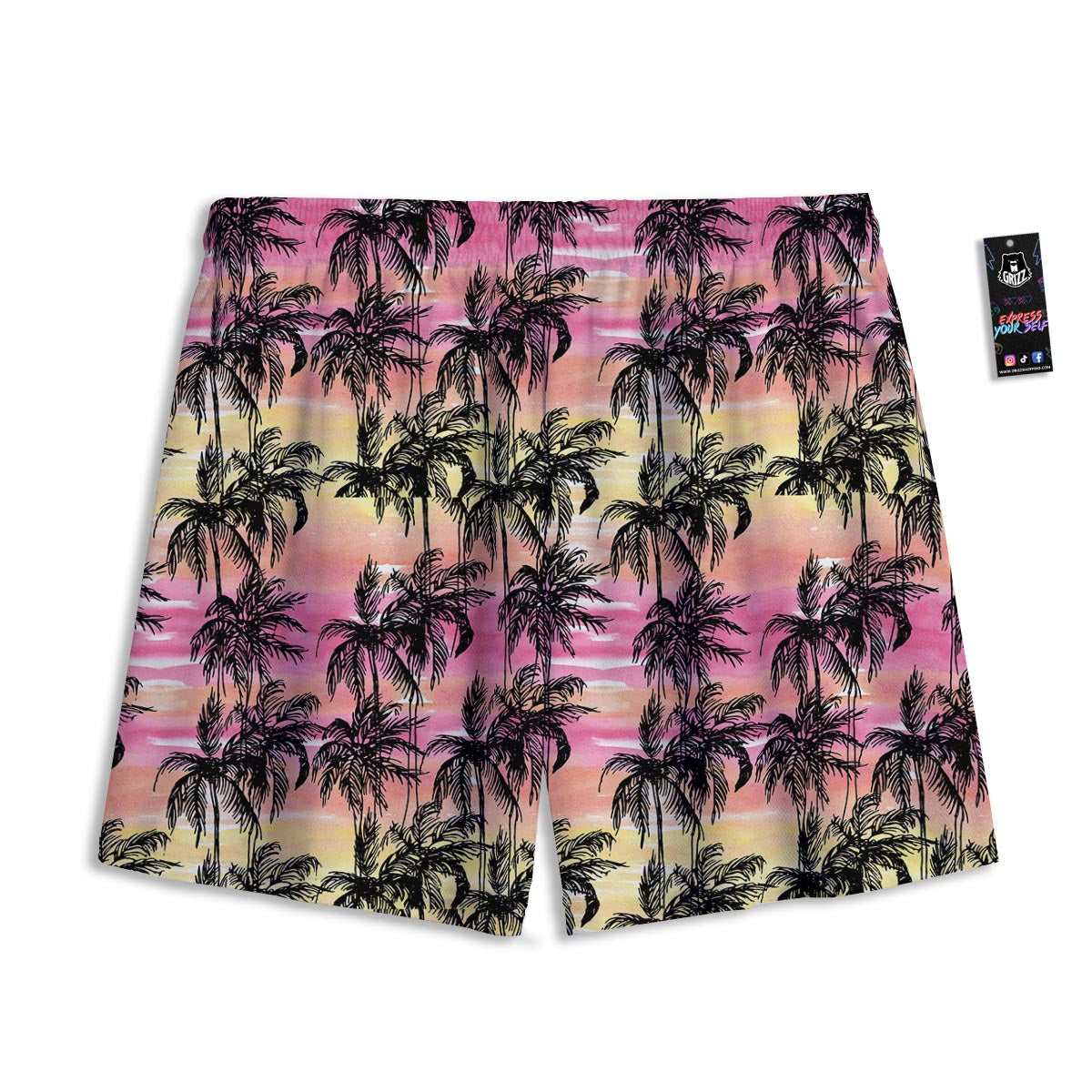 Palm Tree Sunset Print Pattern Mesh Shorts-grizzshop