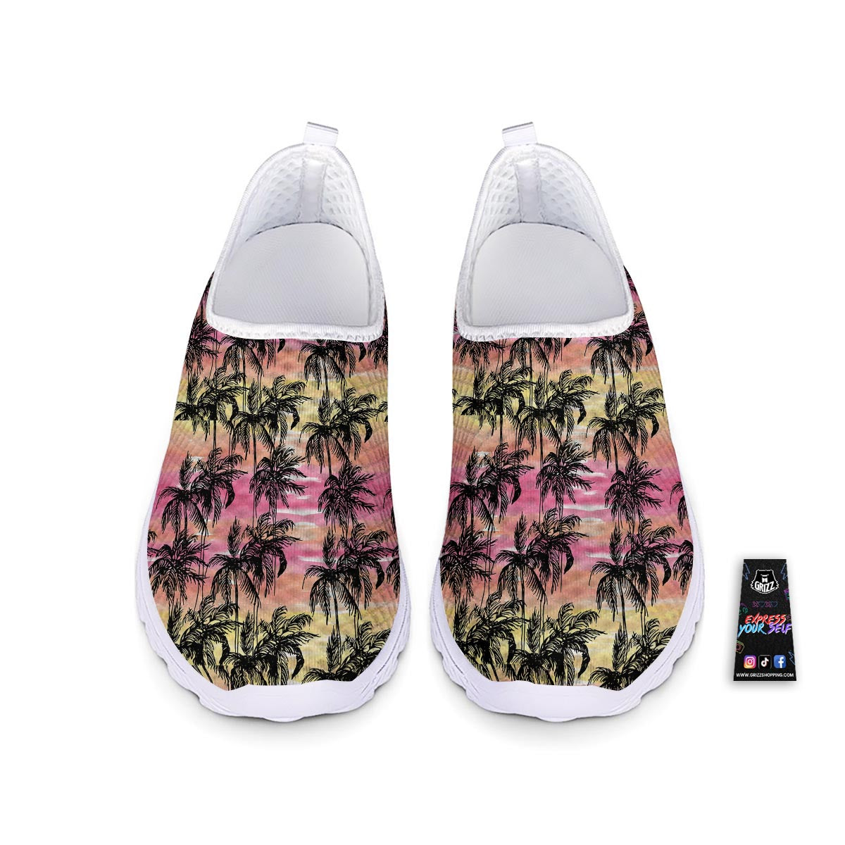 Palm Tree Sunset Print Pattern Nurse Shoes-grizzshop