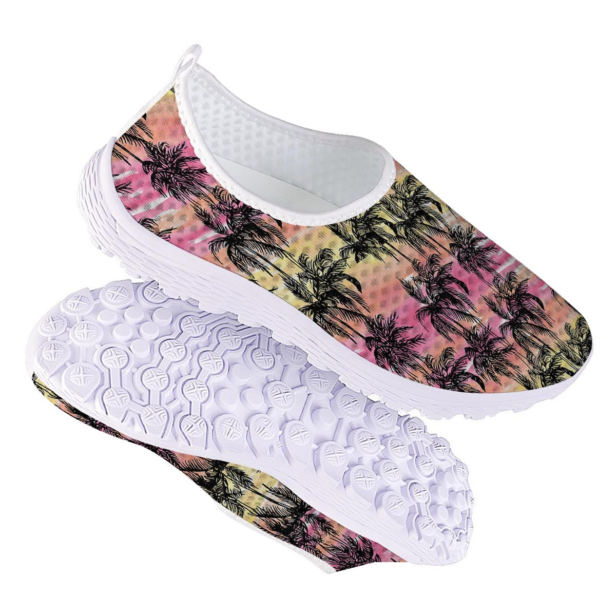 Palm Tree Sunset Print Pattern Nurse Shoes-grizzshop