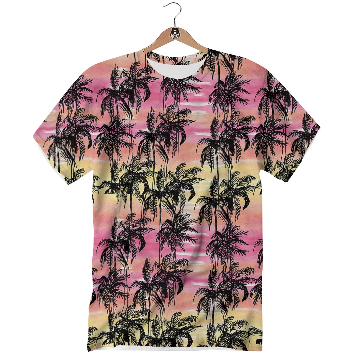 Palm Tree Sunset Print Pattern T-Shirt-grizzshop