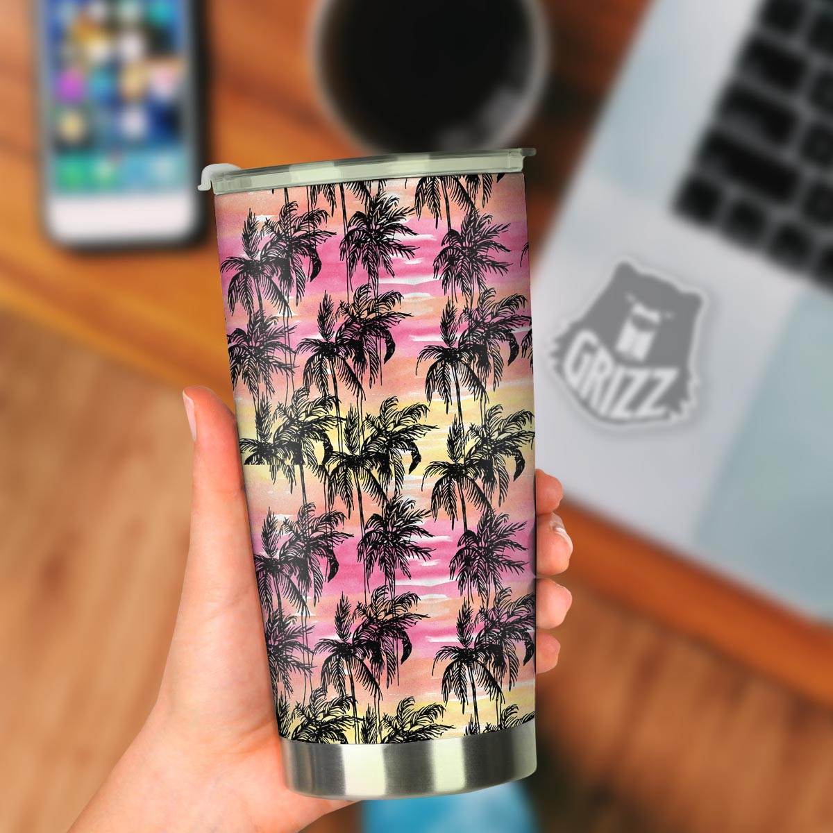 Palm Tree Sunset Print Pattern Tumbler-grizzshop