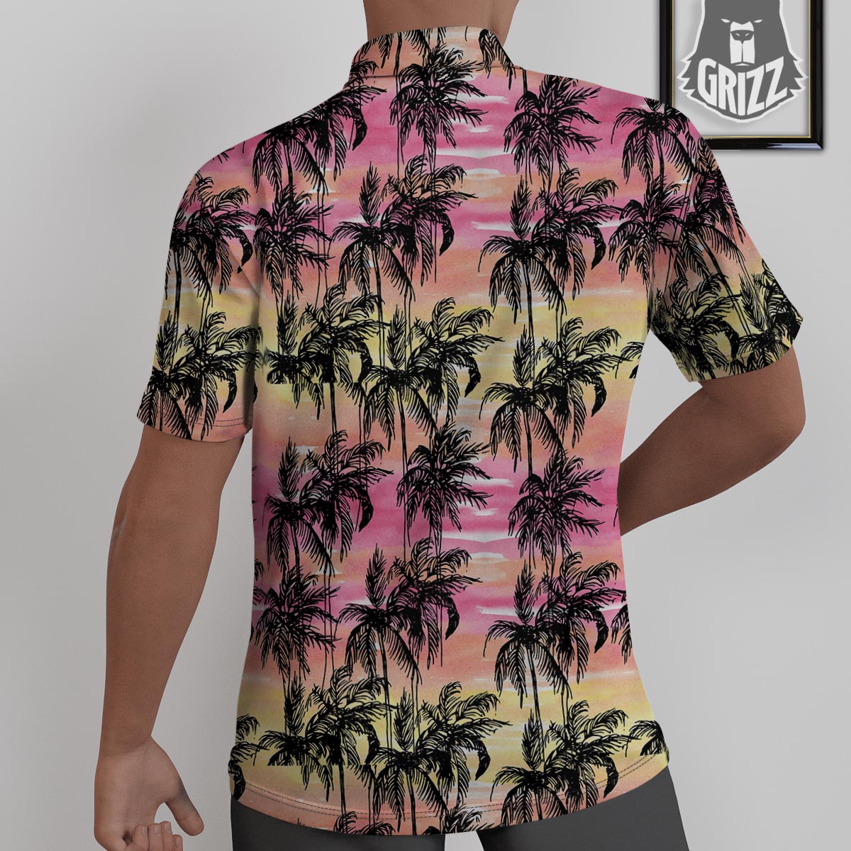 Palm Tree Sunset Print Pattern Untucked Shirts-grizzshop