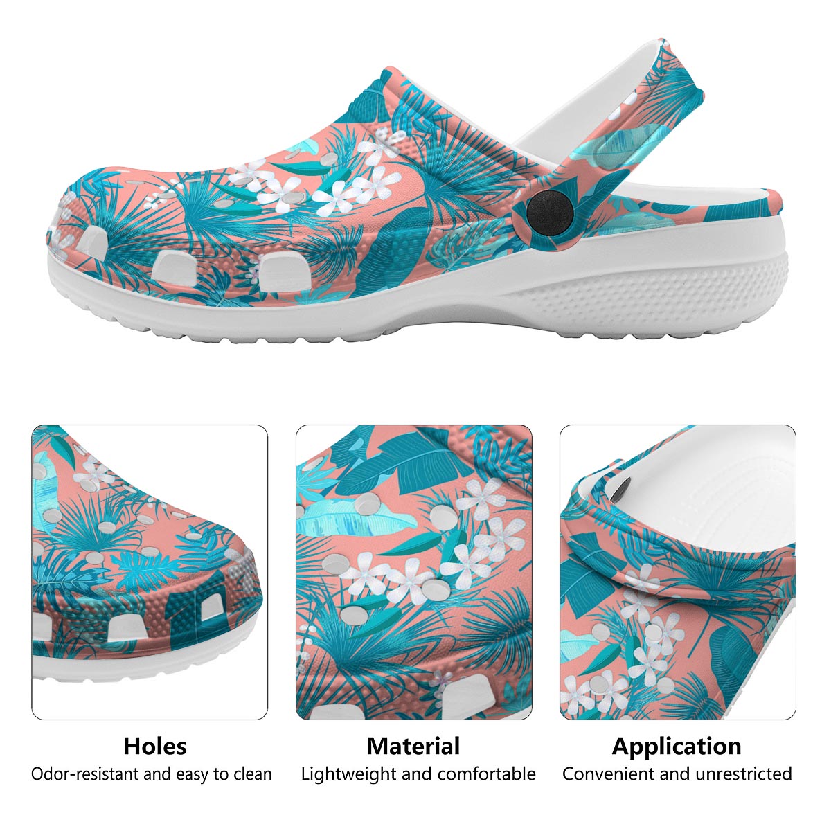 Palm Tree Teal Print Pattern Clog-grizzshop