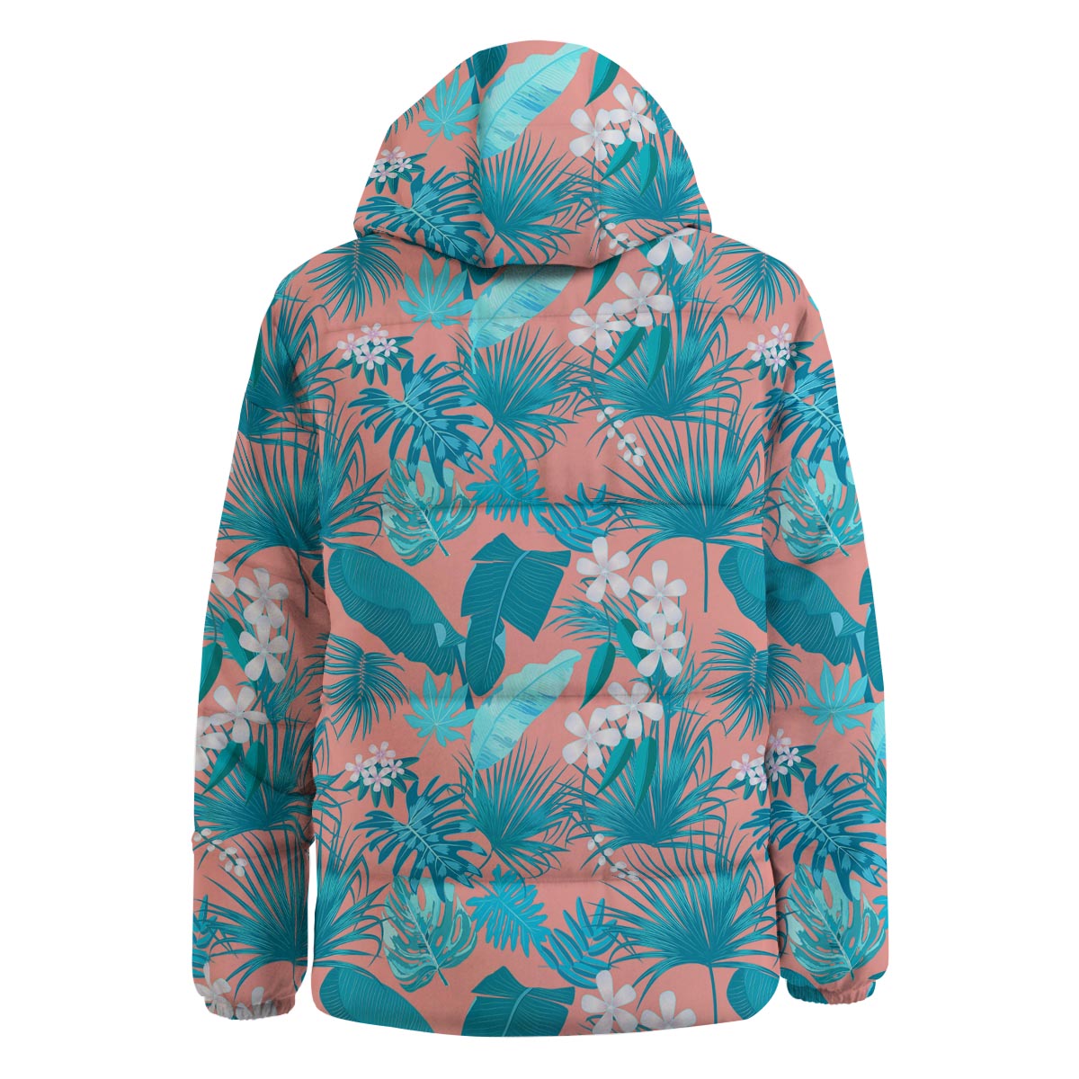 Palm Tree Teal Print Pattern Down Jacket-grizzshop