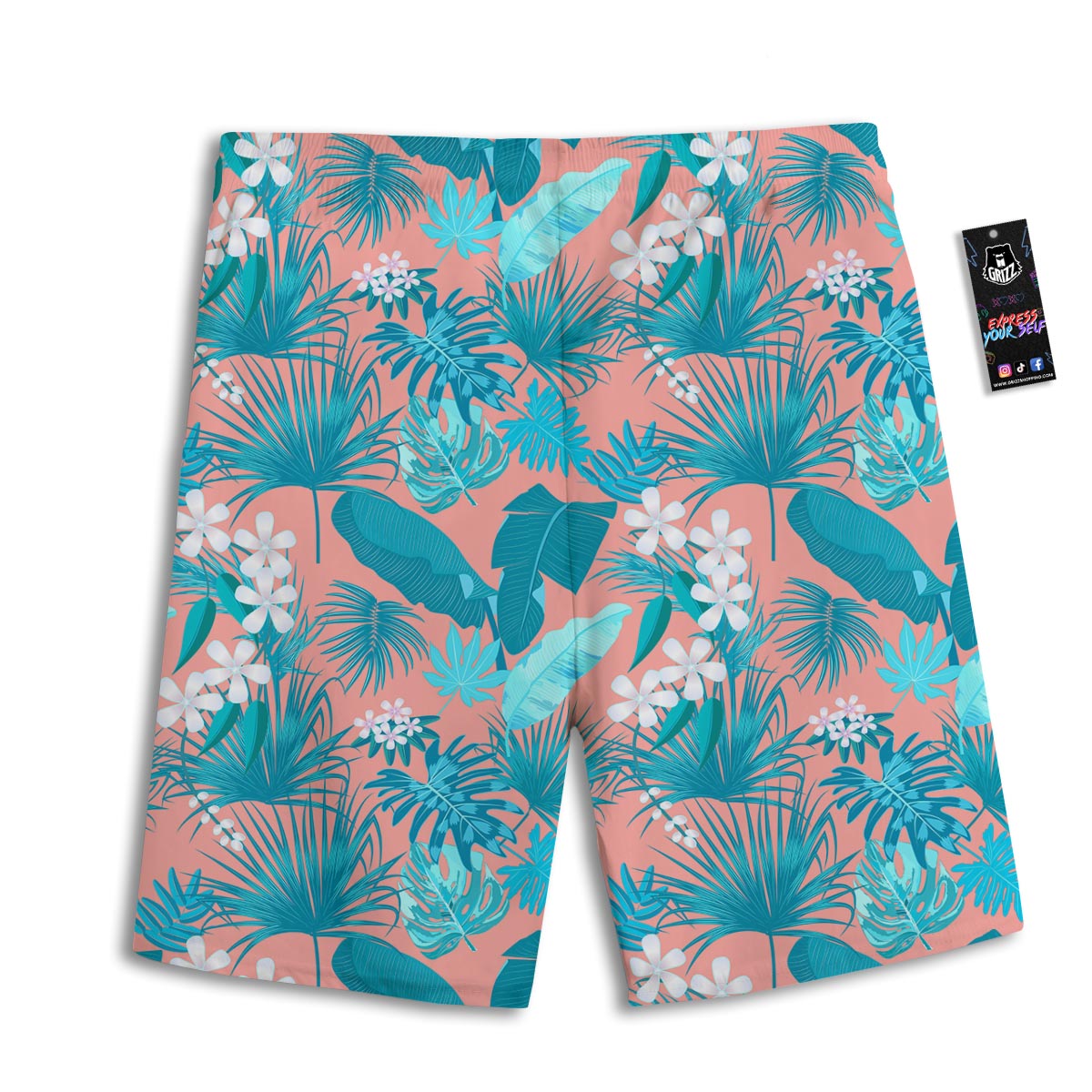 Palm Tree Teal Print Pattern Men's Athletic Shorts