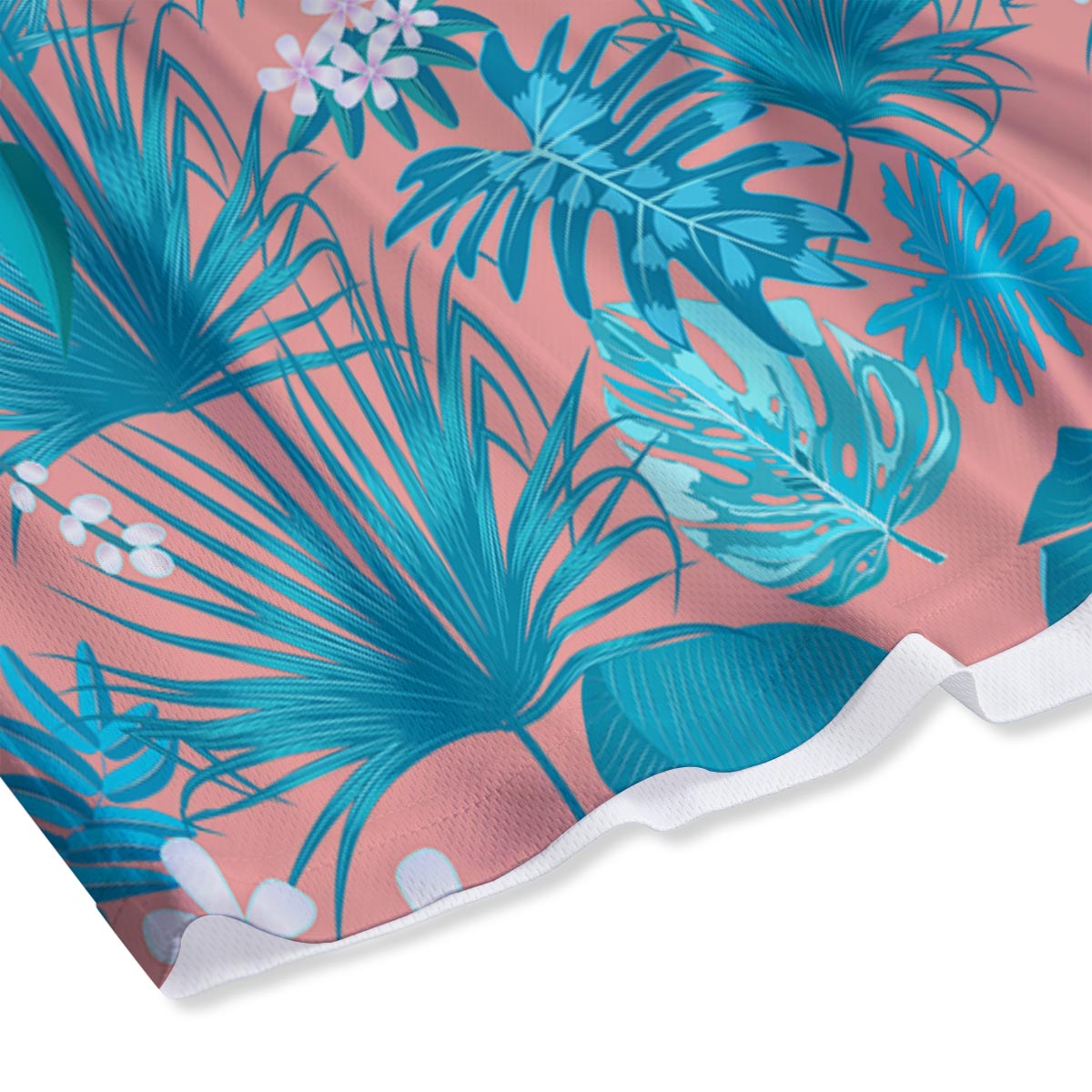 Palm Tree Teal Print Pattern Mesh Shorts