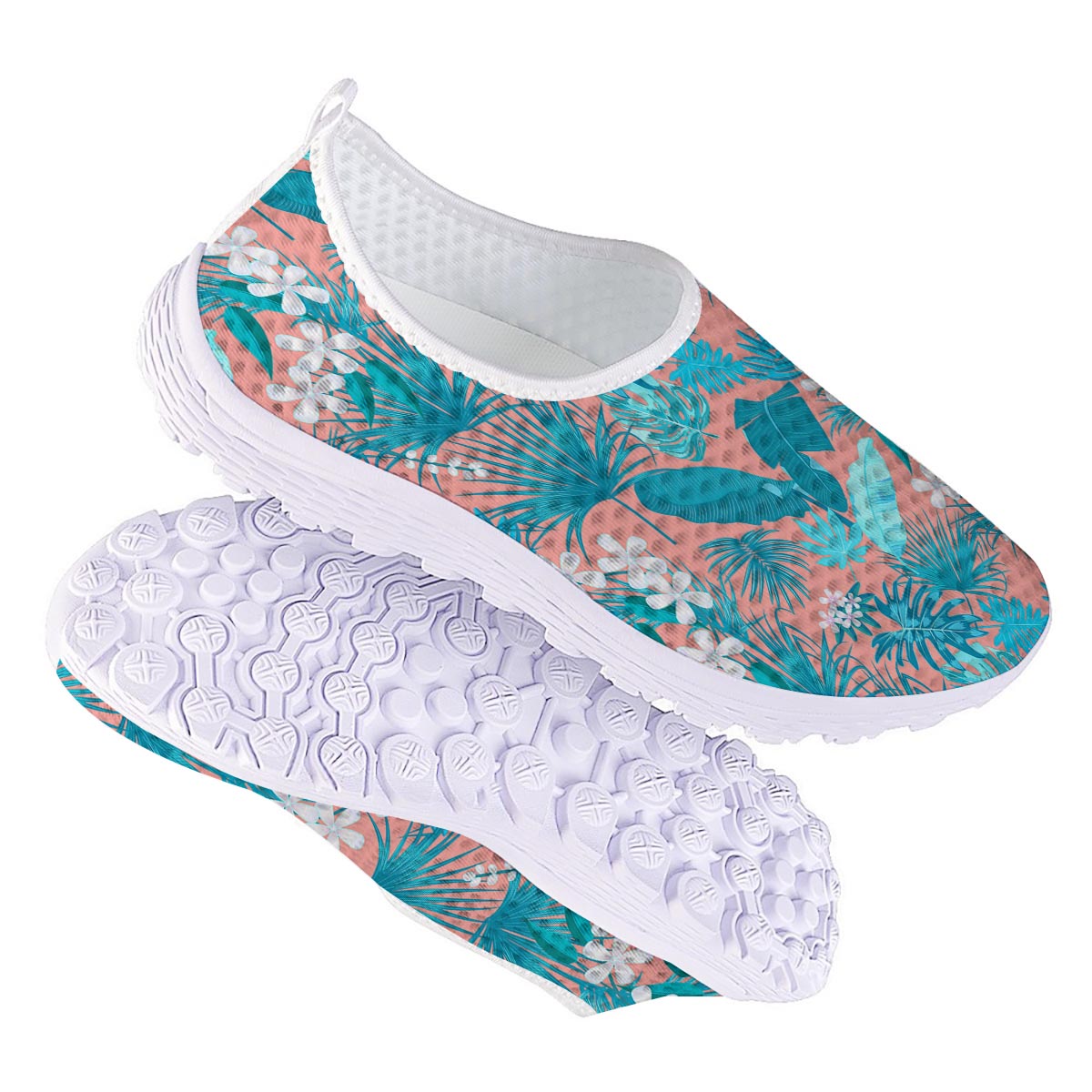 Palm Tree Teal Print Pattern Nurse Shoes-grizzshop