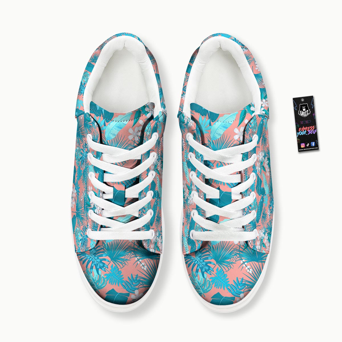 Palm Tree Teal Print Pattern Platform Shoes-grizzshop